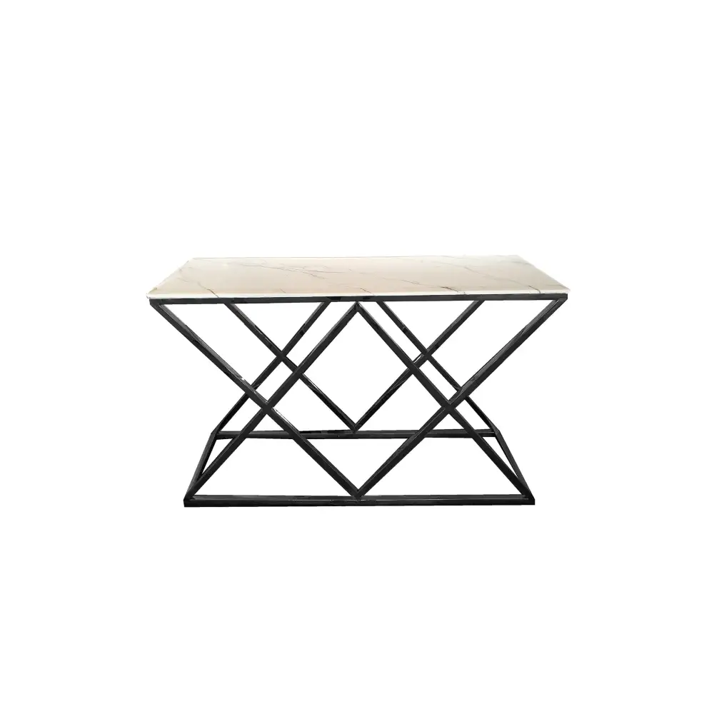 Alsea Console Table Black Base - White Marble - Furniture > Dining > Buffets & Sideboards