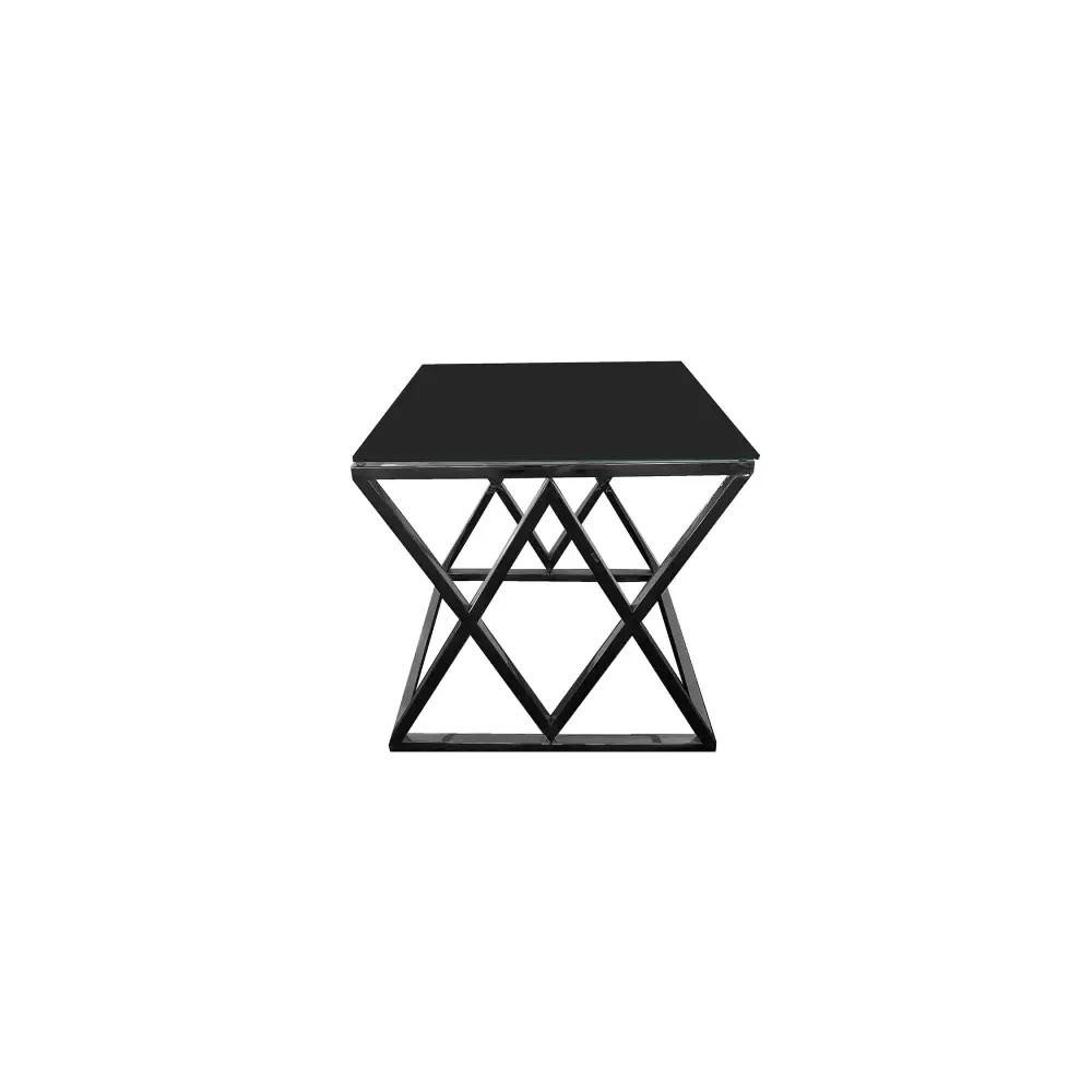 Alsea Side Table Black Base - Black Glass - Furniture > Living Room > Side Tables