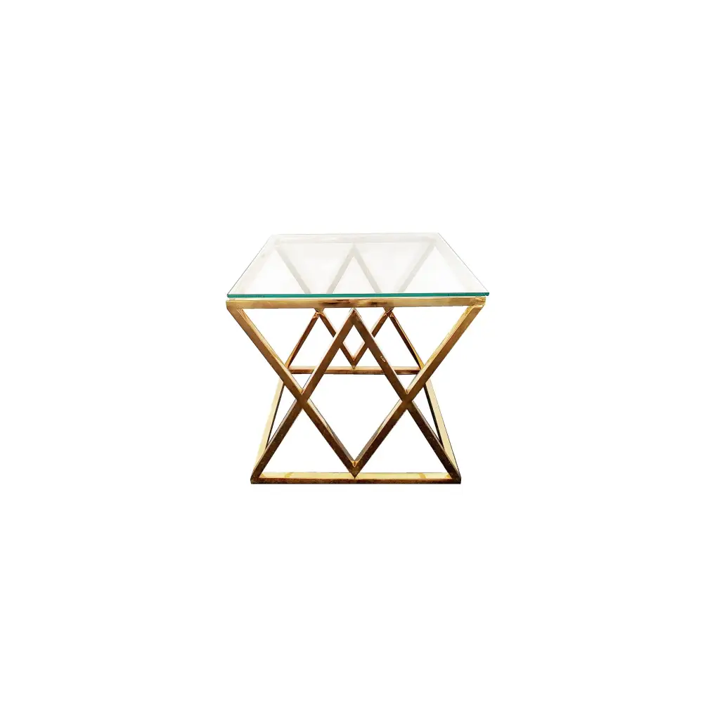 Alsea Side Table Gold Base - Clear Glass - Furniture > Living Room > Side Tables