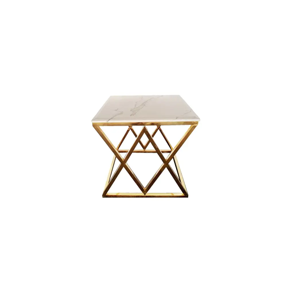 Alsea Side Table Gold Base - White Marble - Furniture > Living Room > Side Tables