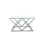 Alsea - Silver Console Table With Clear Glass Top - Furniture > Living Room