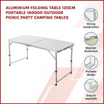 Aluminium Folding Table 120cm Portable Indoor Outdoor Picnic Party Camping Tables - Furniture > Office