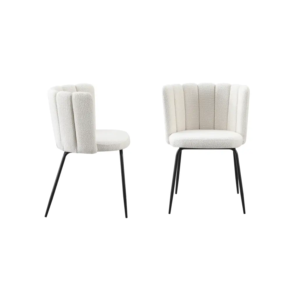 Amelia Boucle Beige Dining Chairs - Set of 2 - Furniture > Dining > Kitchen & Dining Chairs