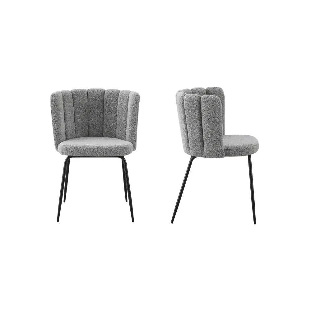 Amelia Boucle Grey Dining Chair - Set of 2 - Furniture > Dining > Kitchen & Dining Chairs