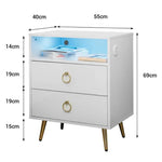 Amelia Modern LED Bedside table with USB and power socket White - Furniture > Bedroom > Bedside Tables