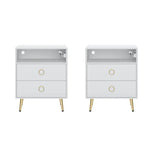 Amelia Modern LED Bedside table with USB and power socket white x 2 - Furniture > Bedroom > Bedside Tables