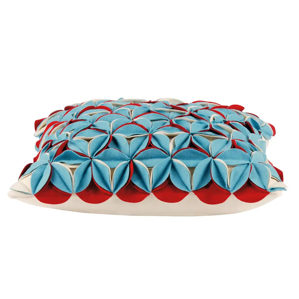 Amelie Aqua Blue & Red 3D Texture Cushion Cover - Home & Garden > Decor