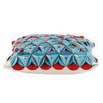 Amelie Aqua Blue & Red 3D Texture Cushion Cover - Home & Garden > Decor
