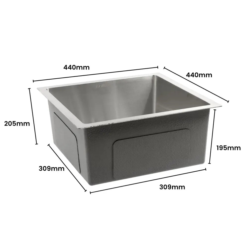 Amirra Kitchen Stainless Steel Sink 440mm x 440mm Smooth coated Silver - Home & Garden > Kitchenware