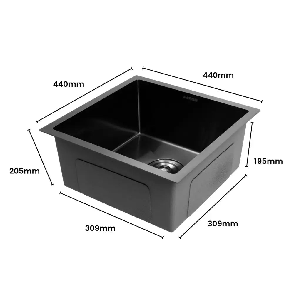 AMIRRA Kitchen Stainless Steel Sink 440mm x 440mm with Nano Coating (Silver Black) AMR-KS-101-LH - Appliances > Kitchen