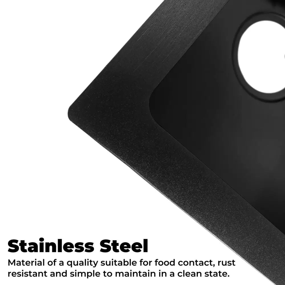 AMIRRA Kitchen Stainless Steel Sink 440mm x 440mm with Nano Coating (Silver Black) AMR-KS-101-LH - Appliances > Kitchen