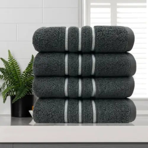 amor classic dobby stripe super soft premium cotton face washer 4 pcs 650gsm charcoal - Home & Garden > Bathroom