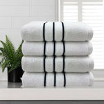 amor classic dobby stripe super soft premium cotton hand towel 4 pcs white - Home & Garden > Bathroom Accessories >