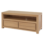 Amsterdam 2 Drawer Solid White Cedar Wood Entertainment Unit (Natural) - Home & Garden > Home & Garden Others