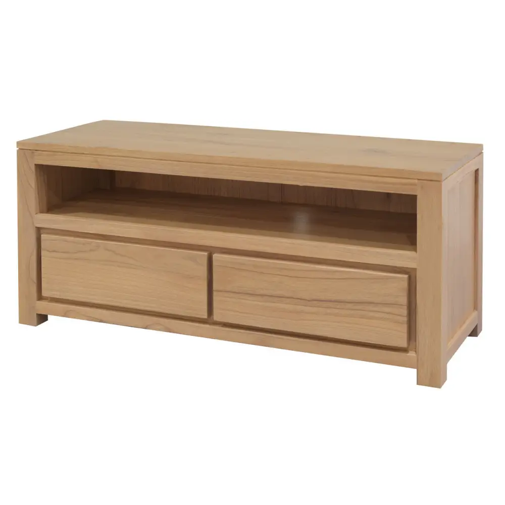 Amsterdam 2 Drawer Solid White Cedar Wood Entertainment Unit (Natural) - Home & Garden > Home & Garden Others