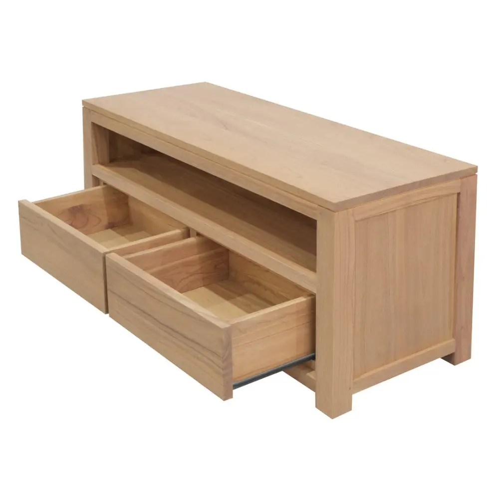 Amsterdam 2 Drawer Solid White Cedar Wood Entertainment Unit (Natural) - Home & Garden > Home & Garden Others