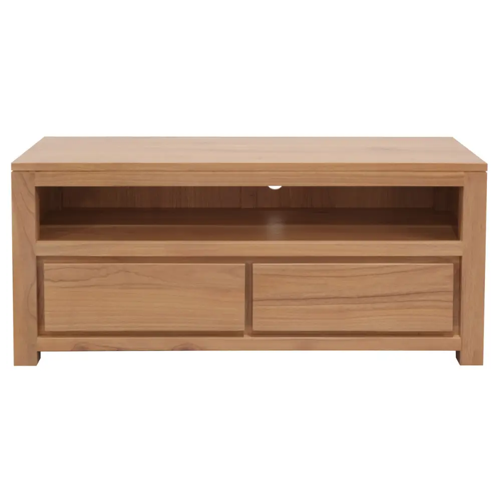 Amsterdam 2 Drawer Solid White Cedar Wood Entertainment Unit (Natural) - Home & Garden > Home & Garden Others