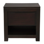 Amsterdam Solid Mahogany Timber 1 Drawer Bedside Table (Chocolate) - Furniture > Bedroom > Bedside Tables