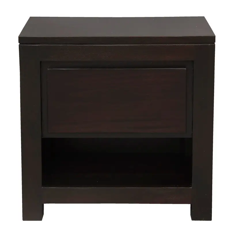 Amsterdam Solid Mahogany Timber 1 Drawer Bedside Table (Chocolate) - Furniture > Bedroom > Bedside Tables