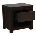 Amsterdam Solid Mahogany Timber 1 Drawer Bedside Table (Chocolate) - Furniture > Bedroom > Bedside Tables