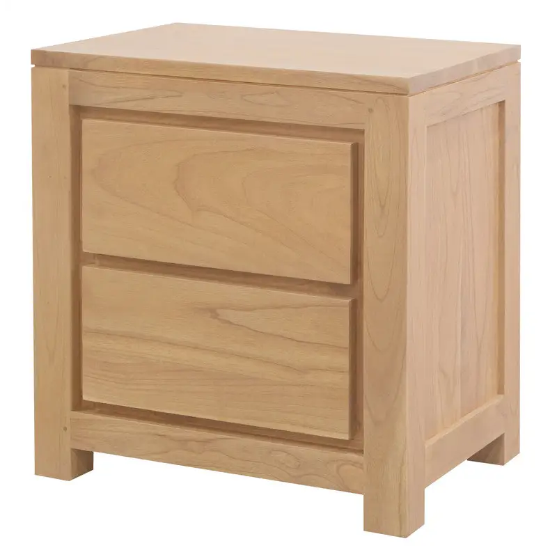 Amsterdam Solid White Cedar 2 Drawer Bedside (Natural) - Furniture > Bedroom > Bedside Tables