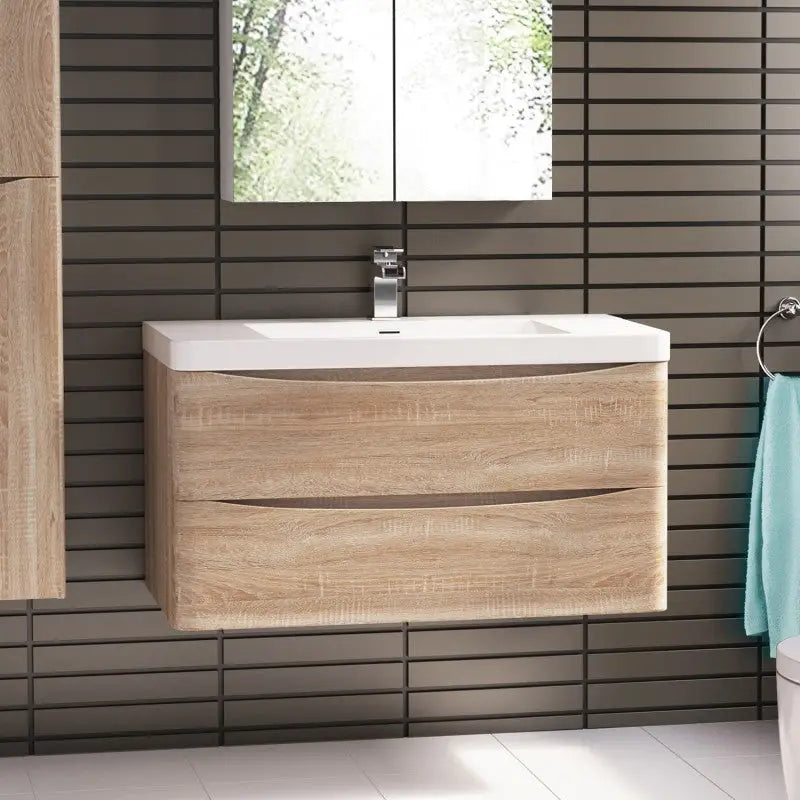 Ancona wall hung bathroom vanity 1200mm White Oak - Furniture > Bathroom