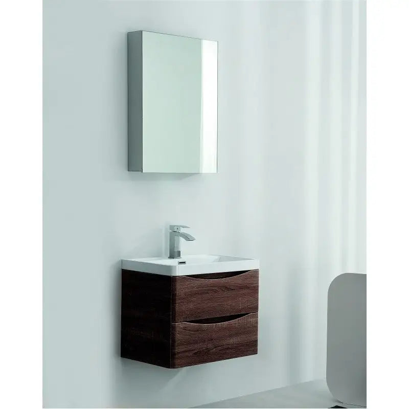 Ancona wall hung bathroom vanity 600mm Rose wood - Furniture > Bathroom
