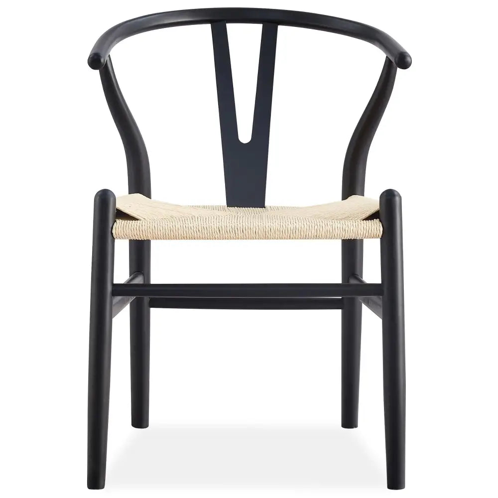 Anemone Set of 2 Wishbone Dining Chair Beech Timber Replica Hans Wenger - Black - Furniture > Dining