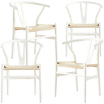 Anemone Set of 4 Wishbone Dining Chair Beech Timber Replica Hans Wenger - White - Furniture > Dining