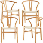 Anemone Set of 4 Wishbone Dining Chair Beech Timber Replica Hans Wenger Natural - Furniture > Dining