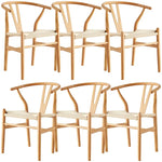 Anemone Set of 6 Wishbone Dining Chair Beech Timber Replica Hans Wenger Natural - Furniture > Dining