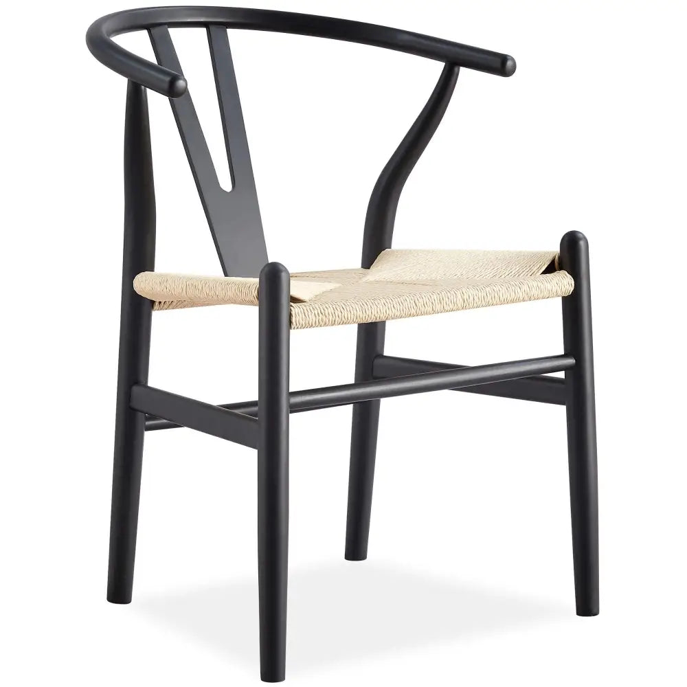 Anemone Set of 6 Wishbone Dining Chair Beech Timber Replica Hans Wenger - Black - Furniture > Dining