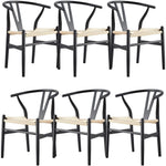 Anemone Set of 6 Wishbone Dining Chair Beech Timber Replica Hans Wenger - Black - Furniture > Dining