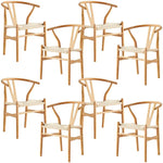 Anemone Set of 8 Wishbone Dining Chair Beech Timber Replica Hans Wenger Natural - Furniture > Dining