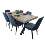 Anika 7pc Dining Set 180cm Table 6 Fabric Chair - Charcoal Smoke - Furniture > Dining