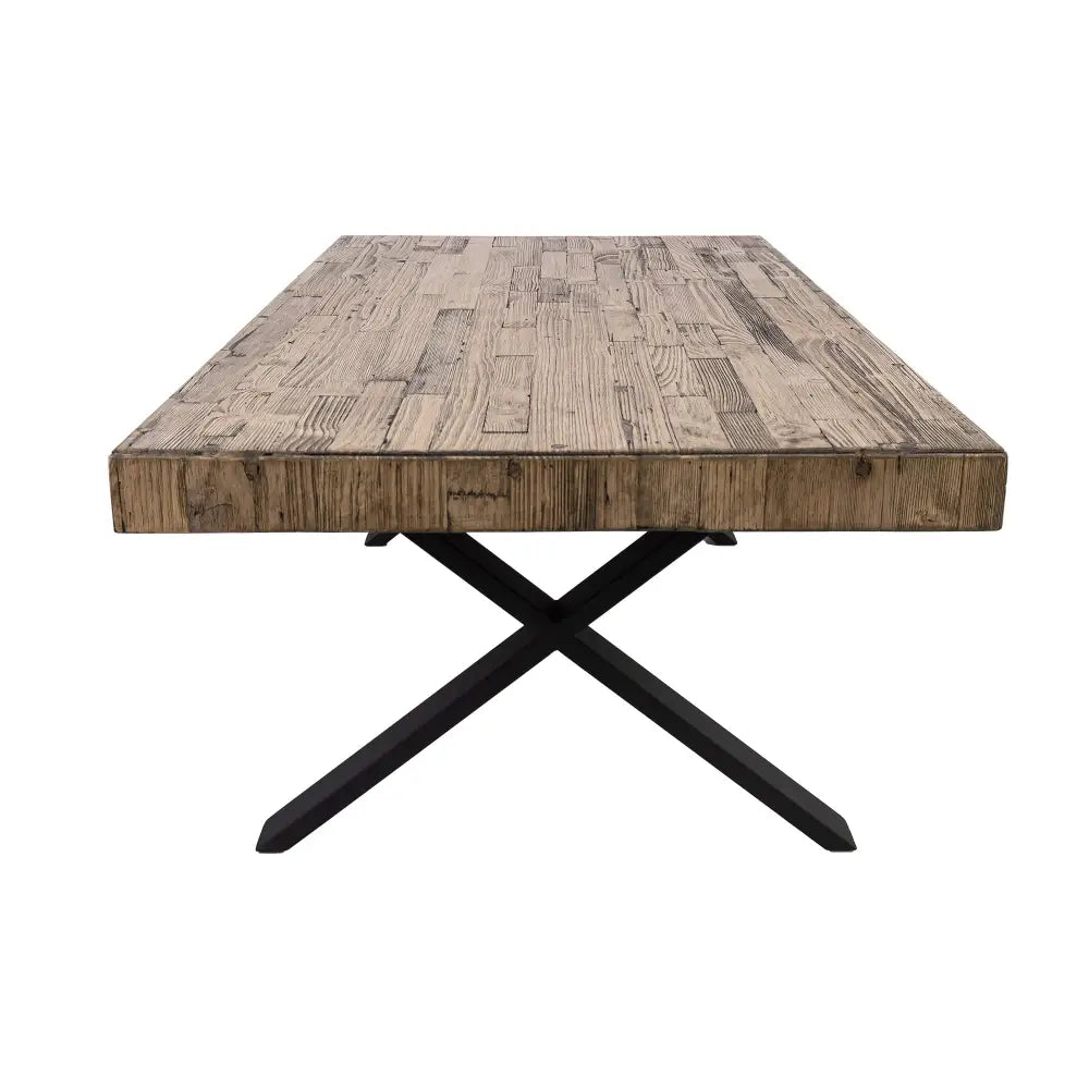 Anika Coffee Table 132cm Laminated Solid Pine Top Metal Leg - Smoke - Furniture > Living Room