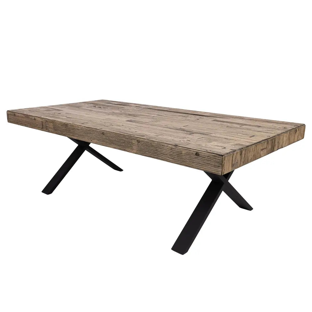 Anika Coffee Table 132cm Laminated Solid Pine Top Metal Leg - Smoke - Furniture > Living Room