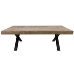 Anika Coffee Table 132cm Laminated Solid Pine Top Metal Leg - Smoke - Furniture > Living Room
