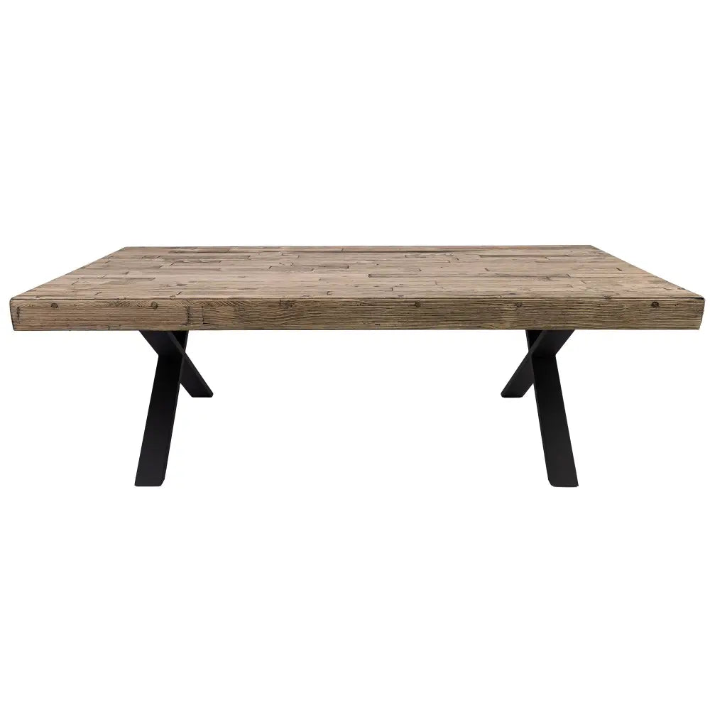 Anika Coffee Table 132cm Laminated Solid Pine Top Metal Leg - Smoke - Furniture > Living Room