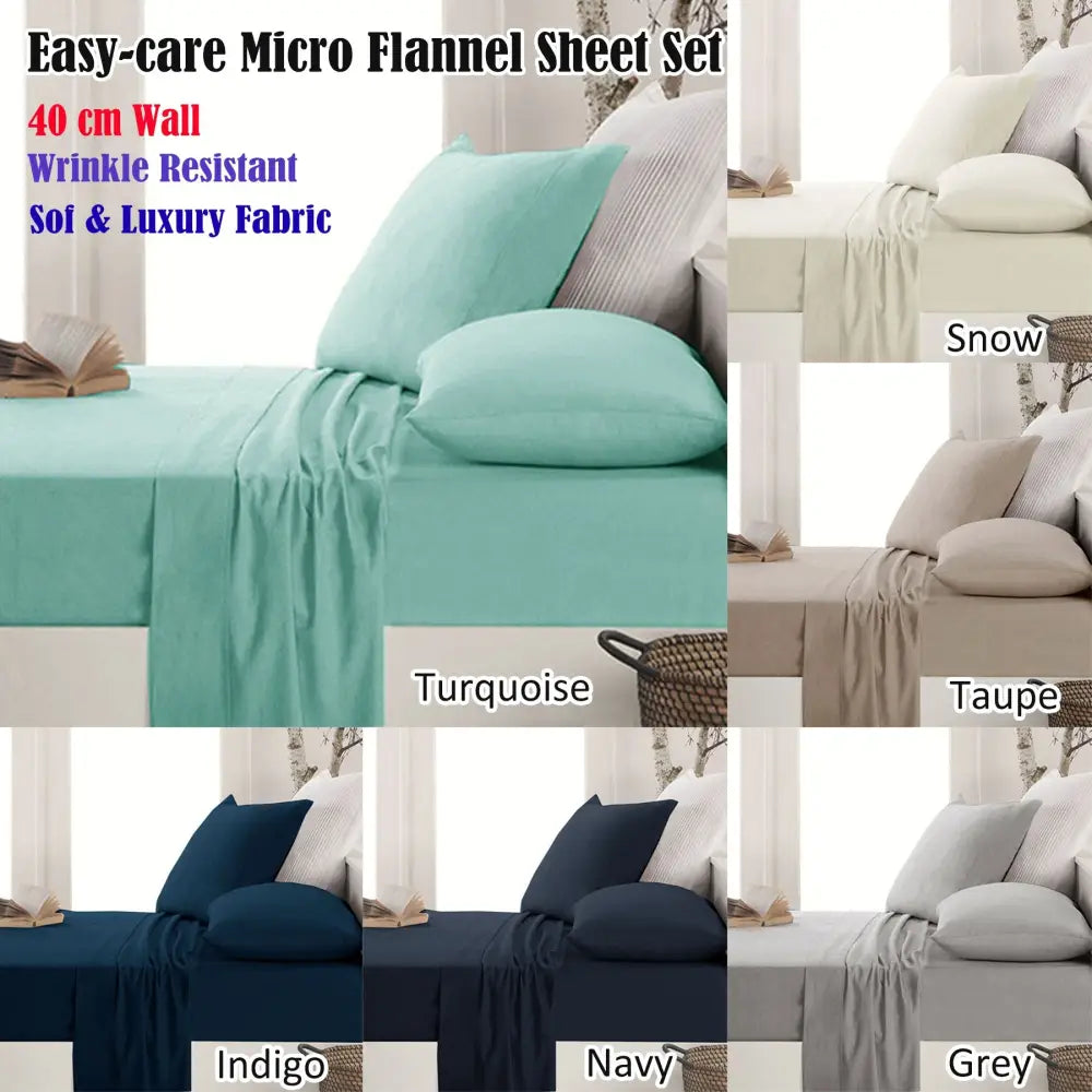 Apartmento Easy-care Micro Flannelette Sheet Set Taupe Single - Home & Garden > Bedding