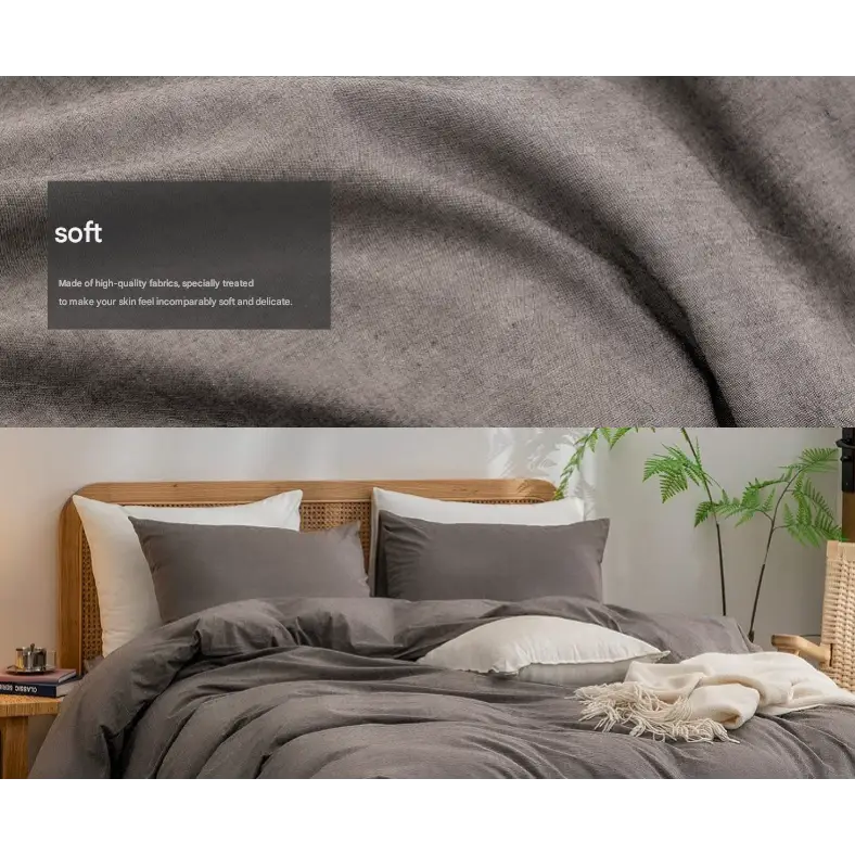 Apricot khaki 1.8m (Duvet Cover 180*220cm) Luxurious Soft Brushed Microfiber 4-Piece Bedding Set - Pure Color Double