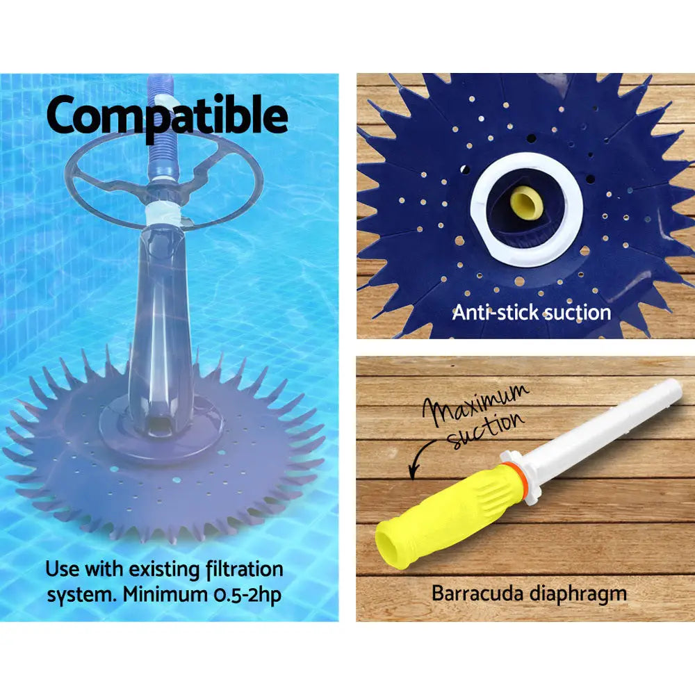 Aquabuddy Pool Cleaner Automatic Swimming Floor Climb Wall Vacuum 10M Hose - Home & Garden > Pool & Accessories