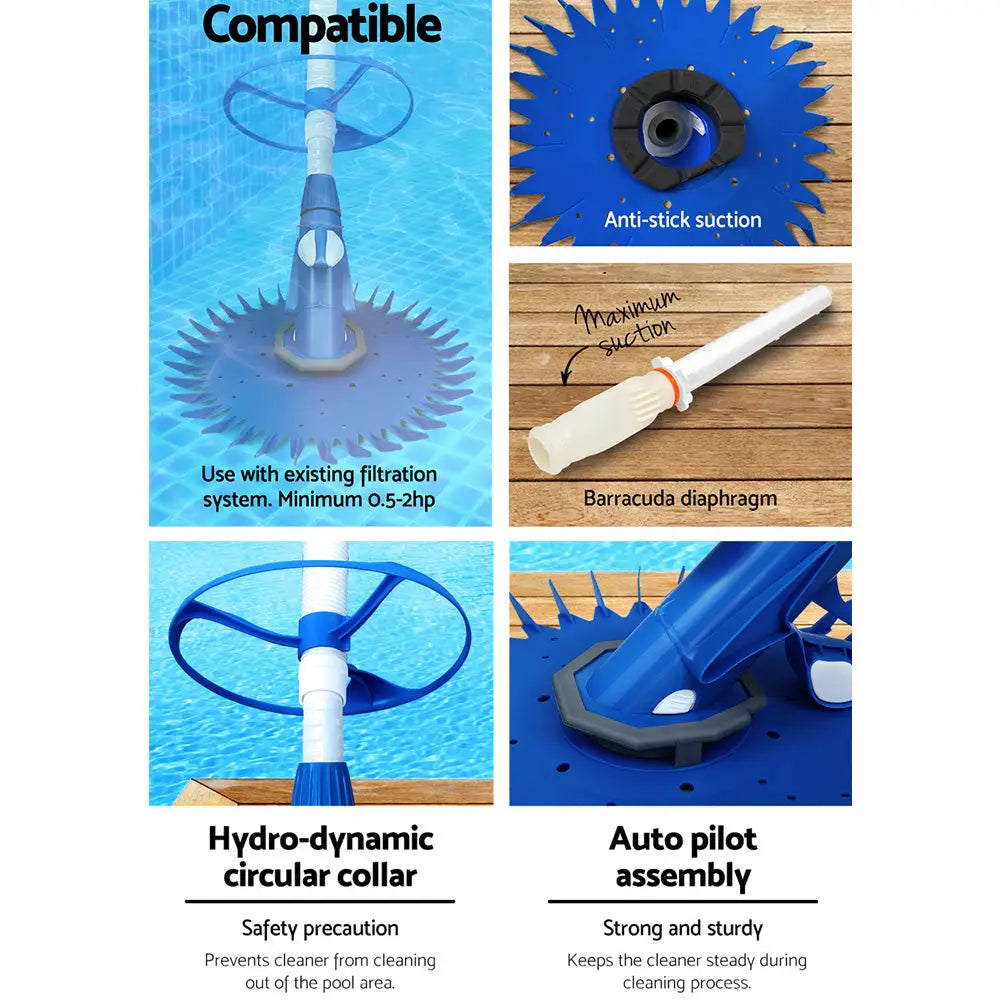 Aquabuddy Pool Cleaner Automatic Vacuum Floor Climb Swimming Wall Pool 10M Hose - Home & Garden > Pool & Accessories