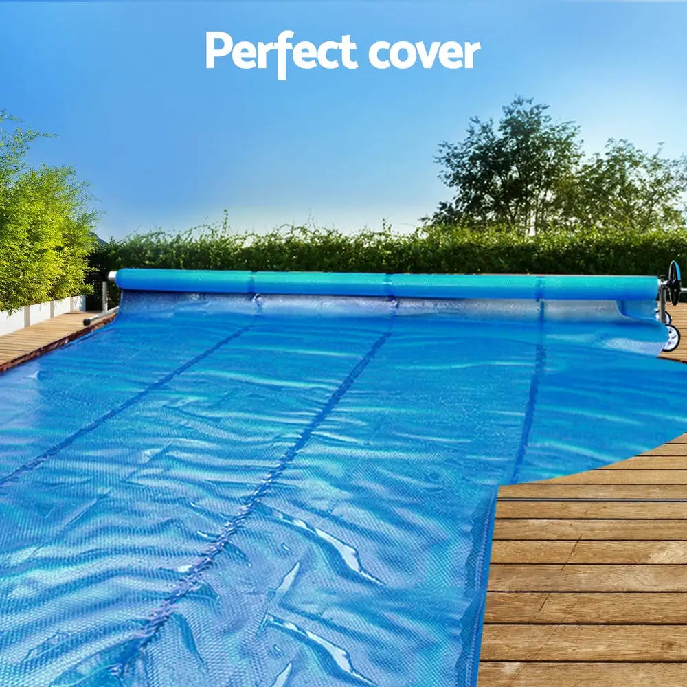 Aquabuddy Pool Cover 11x6.2m 400 Micron Silver Swimming Pool Solar Blanket 6.55m Roller - Home & Garden > Pool &