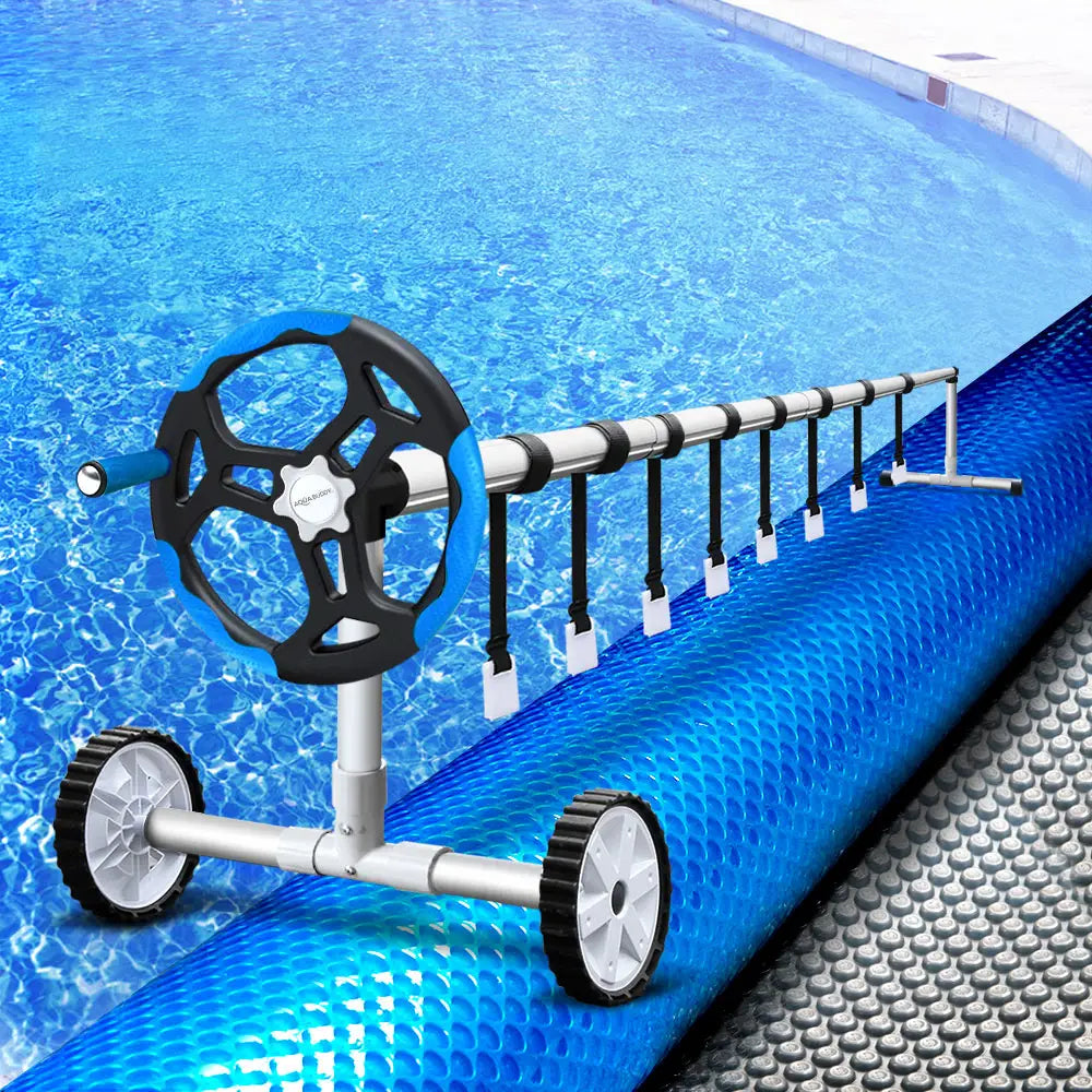 Aquabuddy Pool Cover 500 Micron 10x4m Silver Swimming Pool Solar Blanket 5.5m Blue Roller - Home & Garden > Pool &