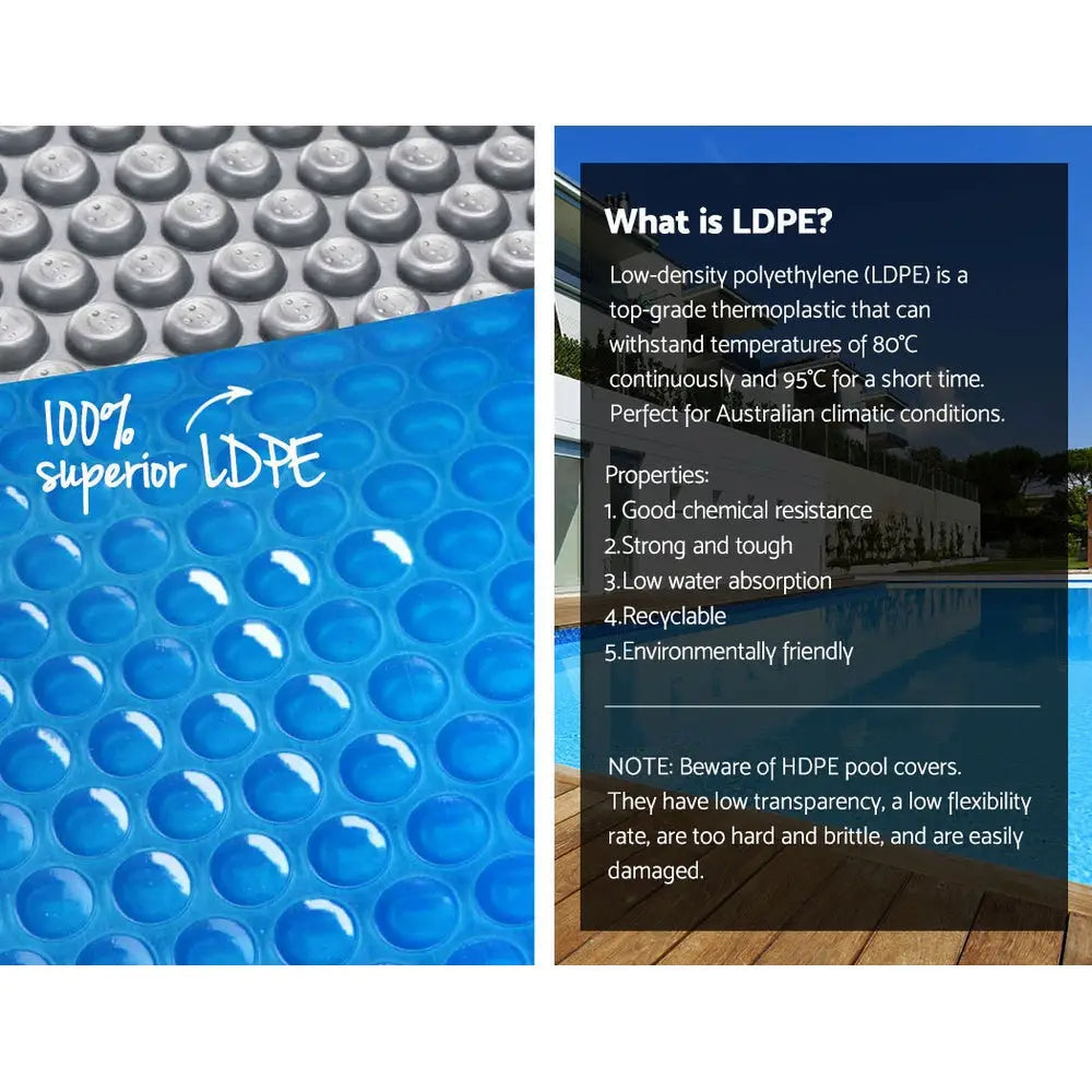 Aquabuddy Pool Cover 500 Micron 11x4.8m Silver Swimming Pool Solar Blanket 5.5m Blue Roller - Home & Garden > Pool &