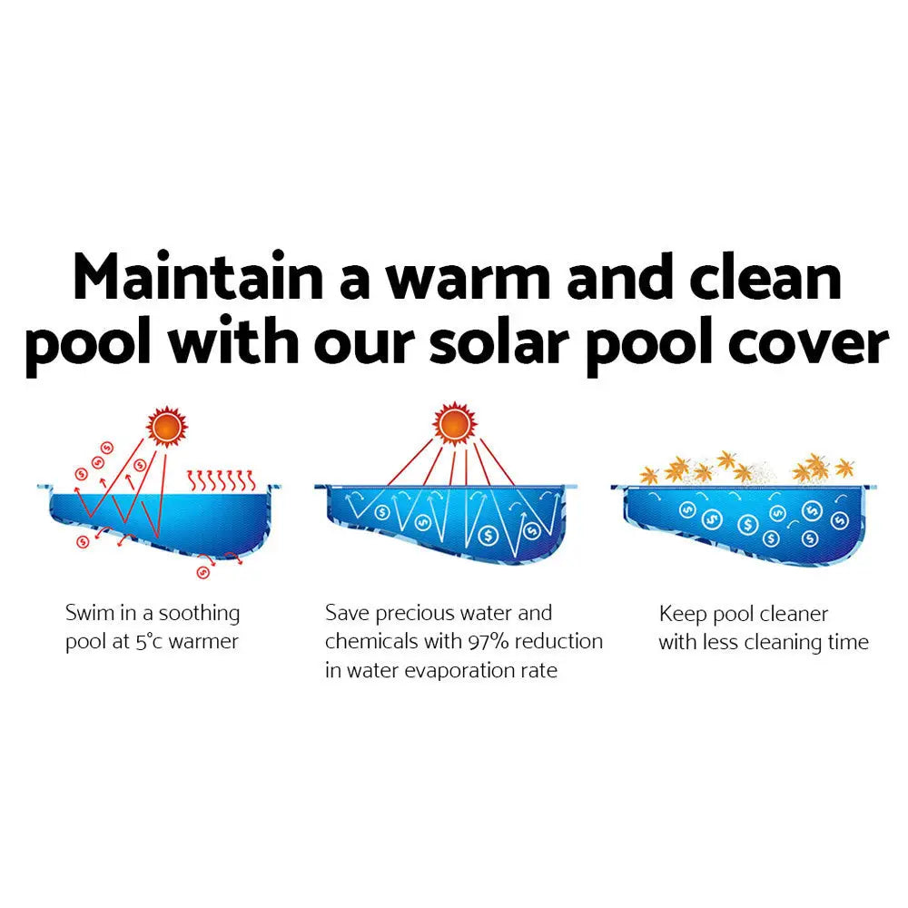 Aquabuddy Pool Cover 500 Micron 11x4.8m Swimming Pool Solar Blanket Blue - Home & Garden > Pool & Accessories