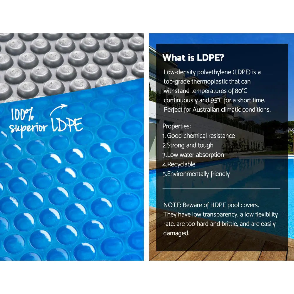 Aquabuddy Pool Cover 500 Micron 11x4.8m Swimming Pool Solar Blanket Blue Silver - Home & Garden > Pool & Accessories