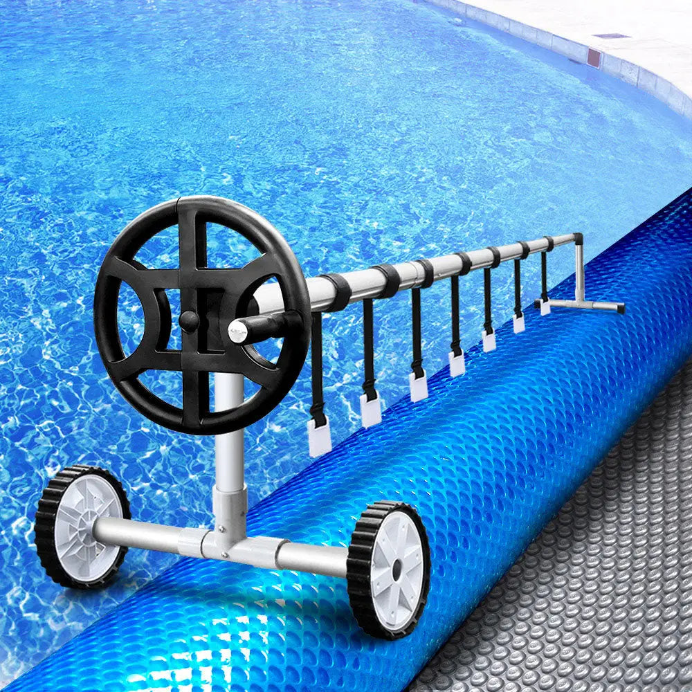 Aquabuddy Pool Cover 6.5x3m 400 Micron Silver Swimming Pool Solar Blanket 4m Roller - Home & Garden > Pool & Accessories