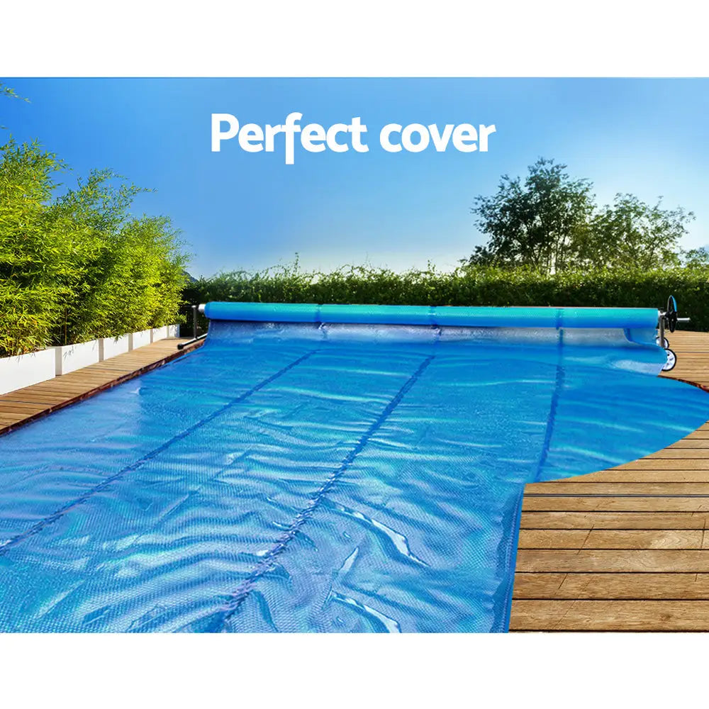 Aquabuddy Pool Cover 6.5x3m 400 Micron Silver Swimming Pool Solar Blanket 5.5m Roller - Home & Garden > Pool &